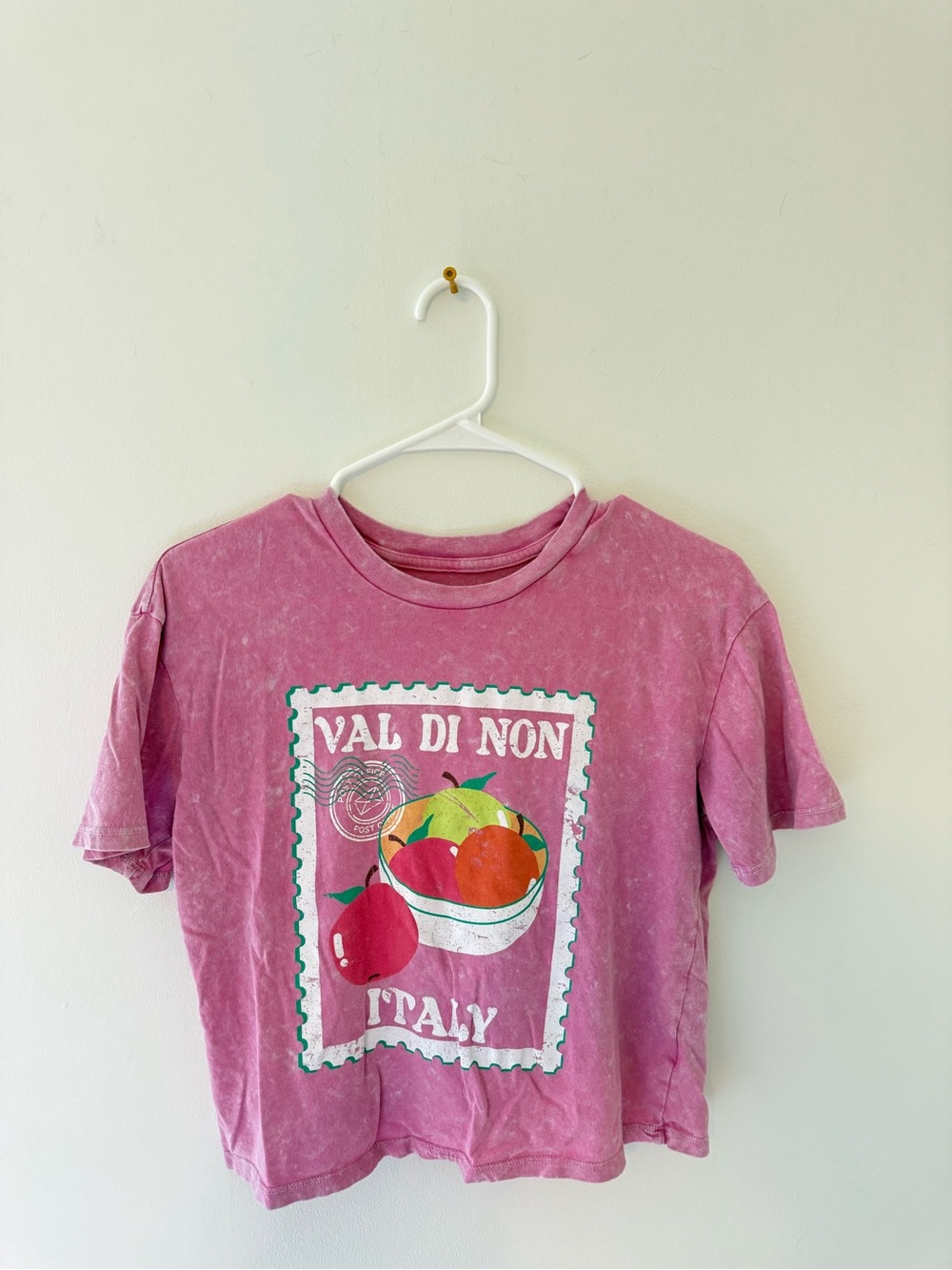 Val Di Non Italy Pink Graphic Cropped Tee -100% cotton